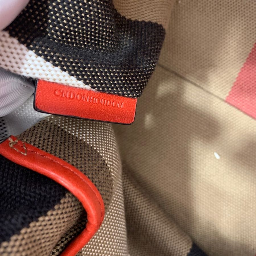 BURBERRY 紅 經典格紋 拼接束口 手提包 肩背包 公事包 斜背包 側背包-27
