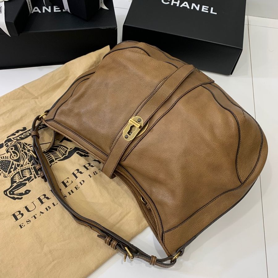 Burberry Brown Leather Shoulder Bag 咖啡 托特包 手提包 肩背包 側背包 公事包-0