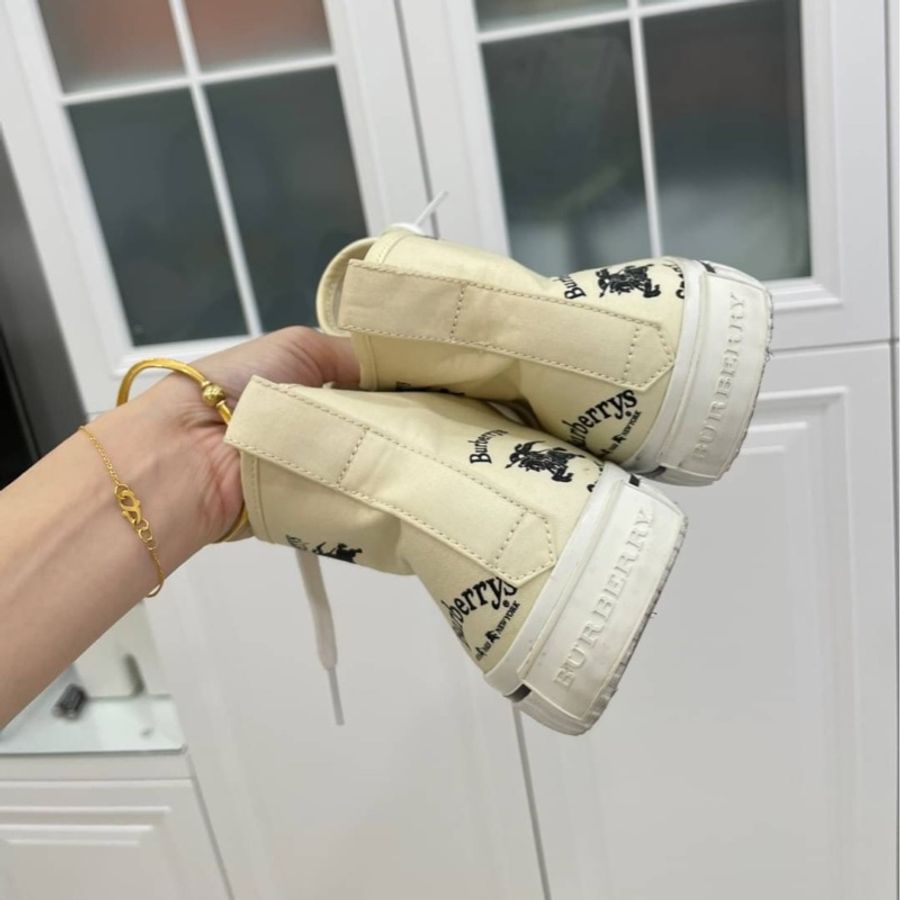 burberry 彩虹 米白 中筒 低筒 36號 休閒鞋 帆布鞋 球鞋-5