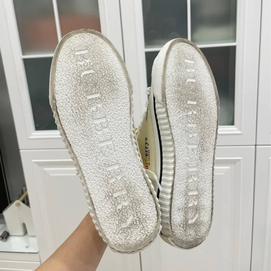 burberry 彩虹 米白 中筒 低筒 36號 休閒鞋 帆布鞋 球鞋-6