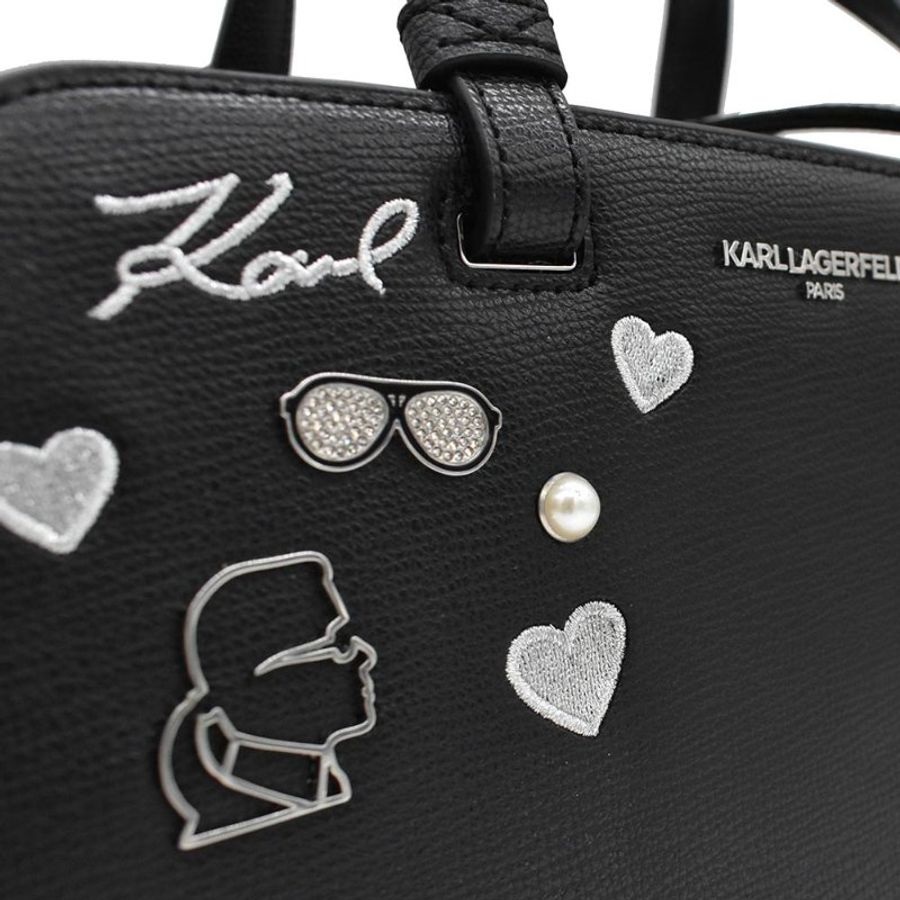 【門市全新現貨】KARL LAGERFELD 卡爾老佛爺刺繡鐵塔人像手提包波士頓包 相機包-3