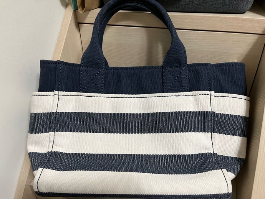 Kate Spade 藍白條紋/海軍藍帆布托特包-1