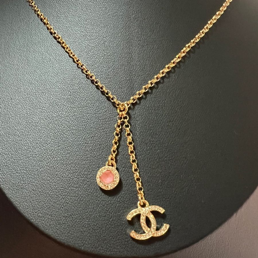 #Chanel 23B 秋季系列 粉水鑽雙Clogo滿鑽 項鍊 #全新未用 ❤️-4