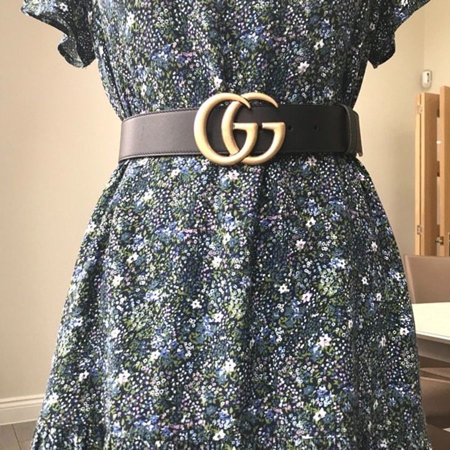 🎁特價🎁Gucci 女款 寬4公分雙G搭扣皮革皮帶 黑色 70/75/80/85/90 公分(購買請訊息告知需要尺寸)-8