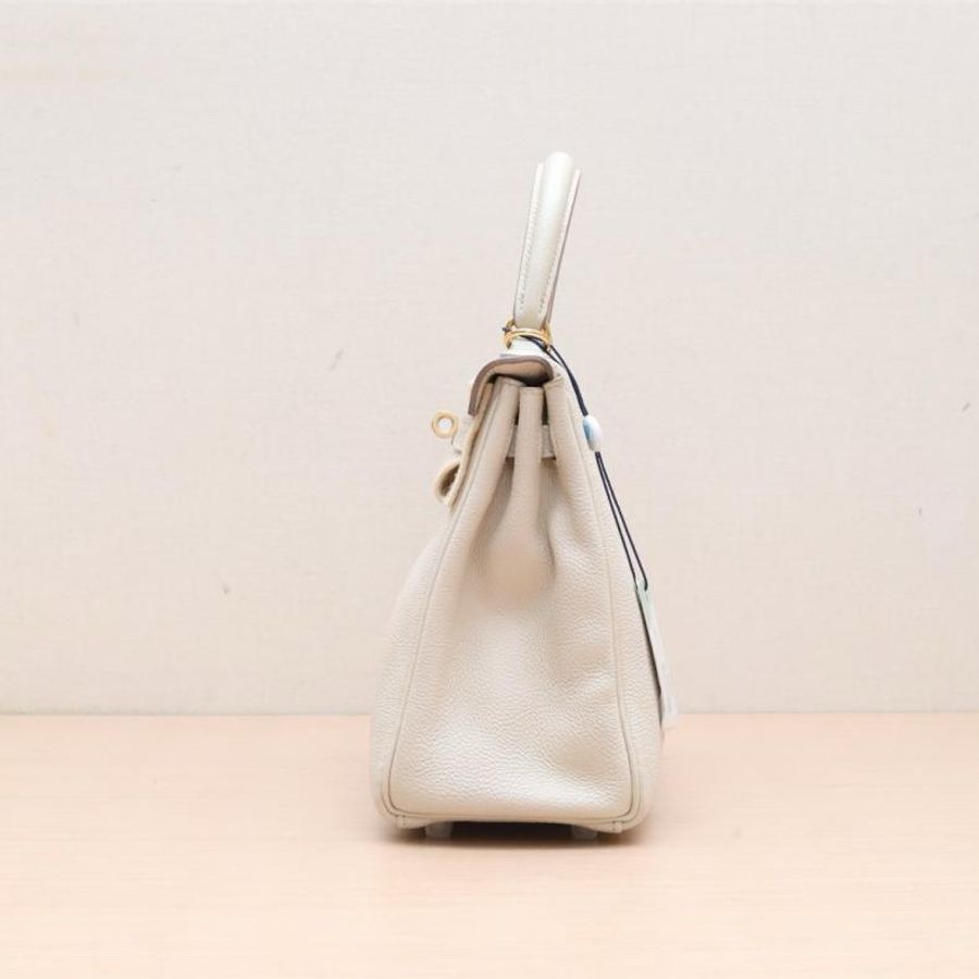 HERMES(愛馬仕) Kelly 25 10奶昔白 Togo皮 T刻 金扣-1
