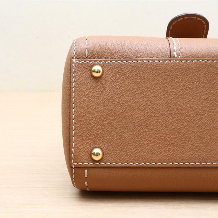 DELVAUX(德爾沃) Brillant Mini 外縫線 金棕色 金扣-3