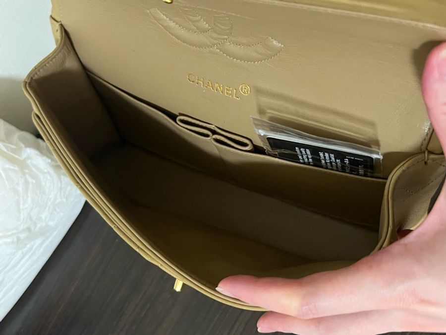 Chanel 經典老香 CF2.55奶茶色金釦 鏈包-18