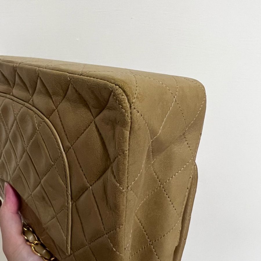 Chanel 經典老香 CF2.55奶茶色金釦 鏈包-24