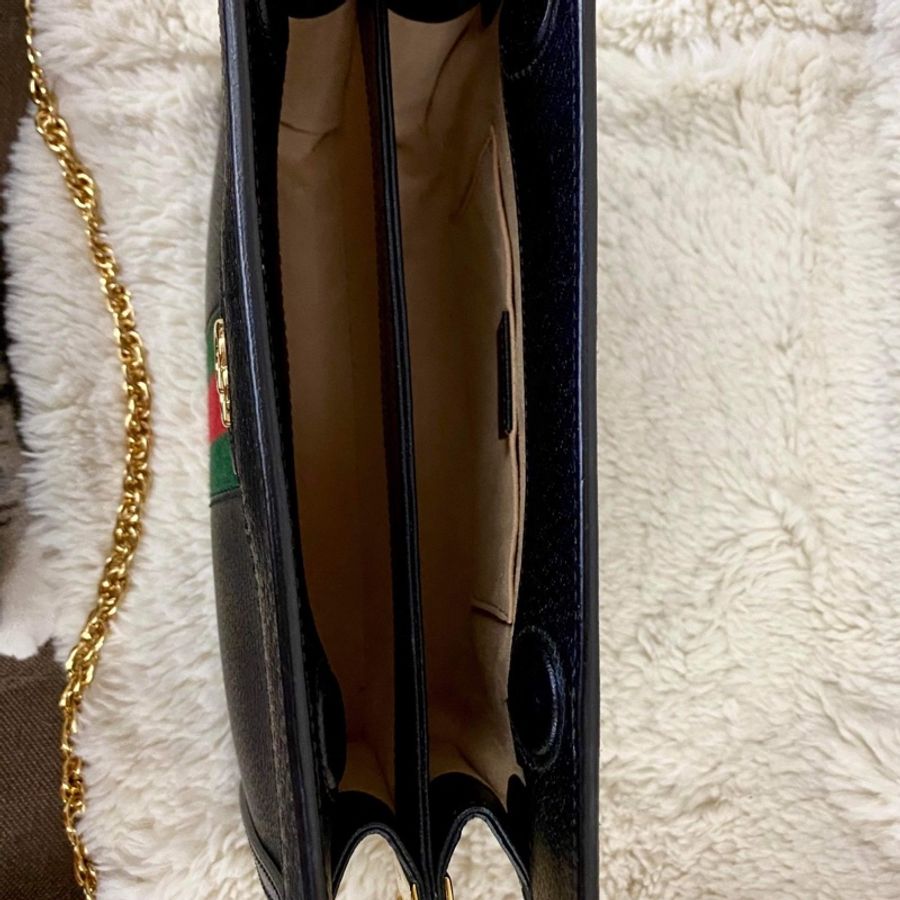 正品 GUCCI 古馳經典Ophidia系列GG LOGO織帶皮革磁釦手 拿/斜背包-15