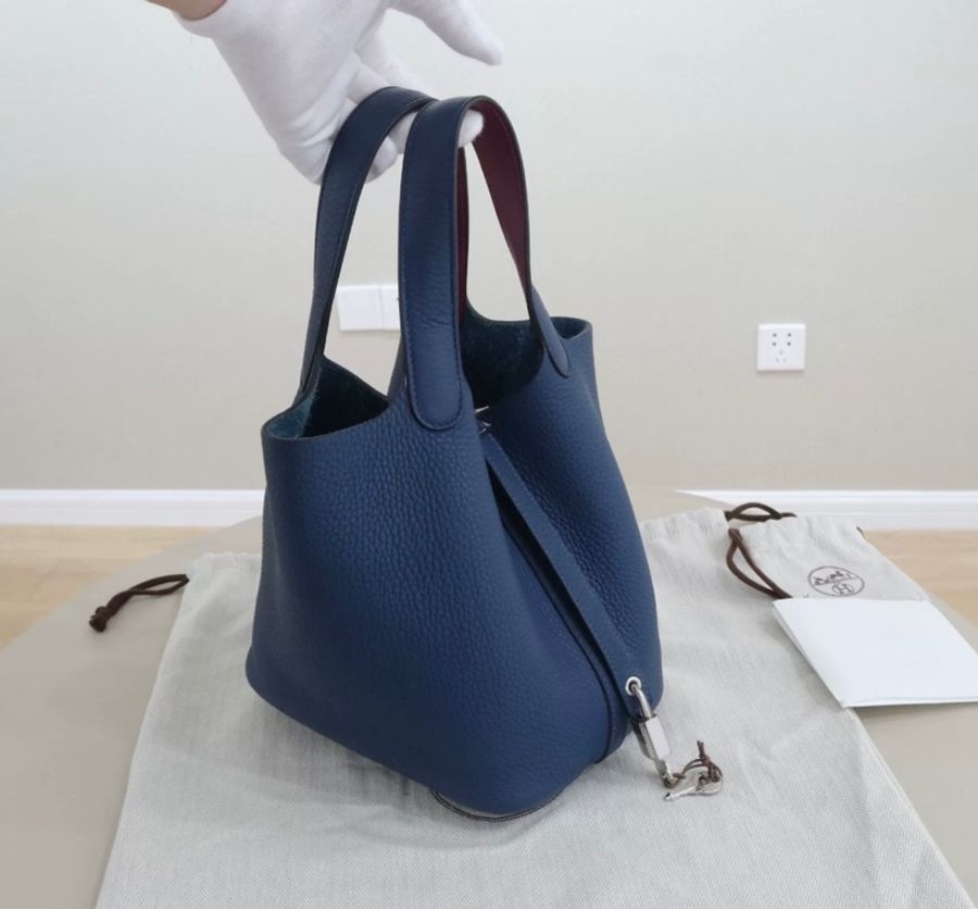 Hermes Picotin 18 Blue PHW 藍拼紫內手柄 大全套-1