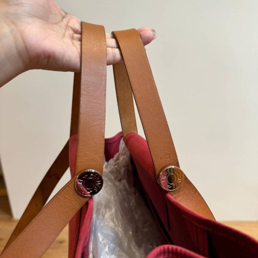 愛馬仕 hermes cabag 桃紅 帆布包 手提包 肩背包 側背包 購物包 公事包-32
