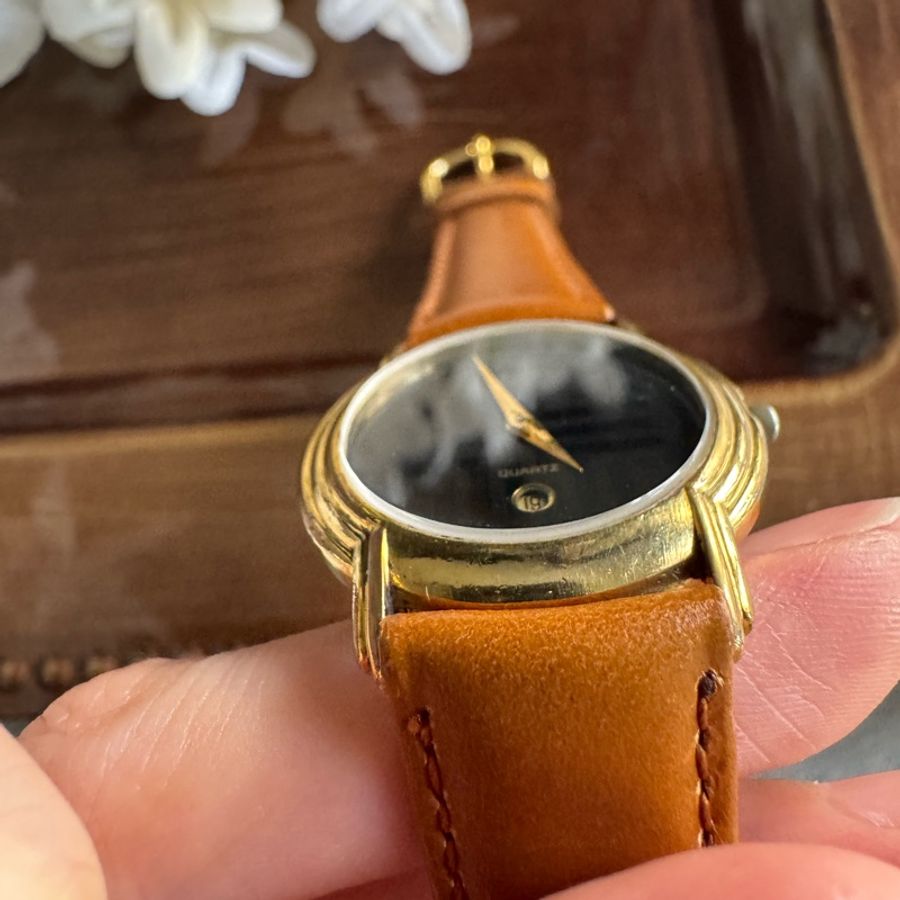 中古孤品 Lanvin 浪凡 法國製機芯 石英皮革手錶-11