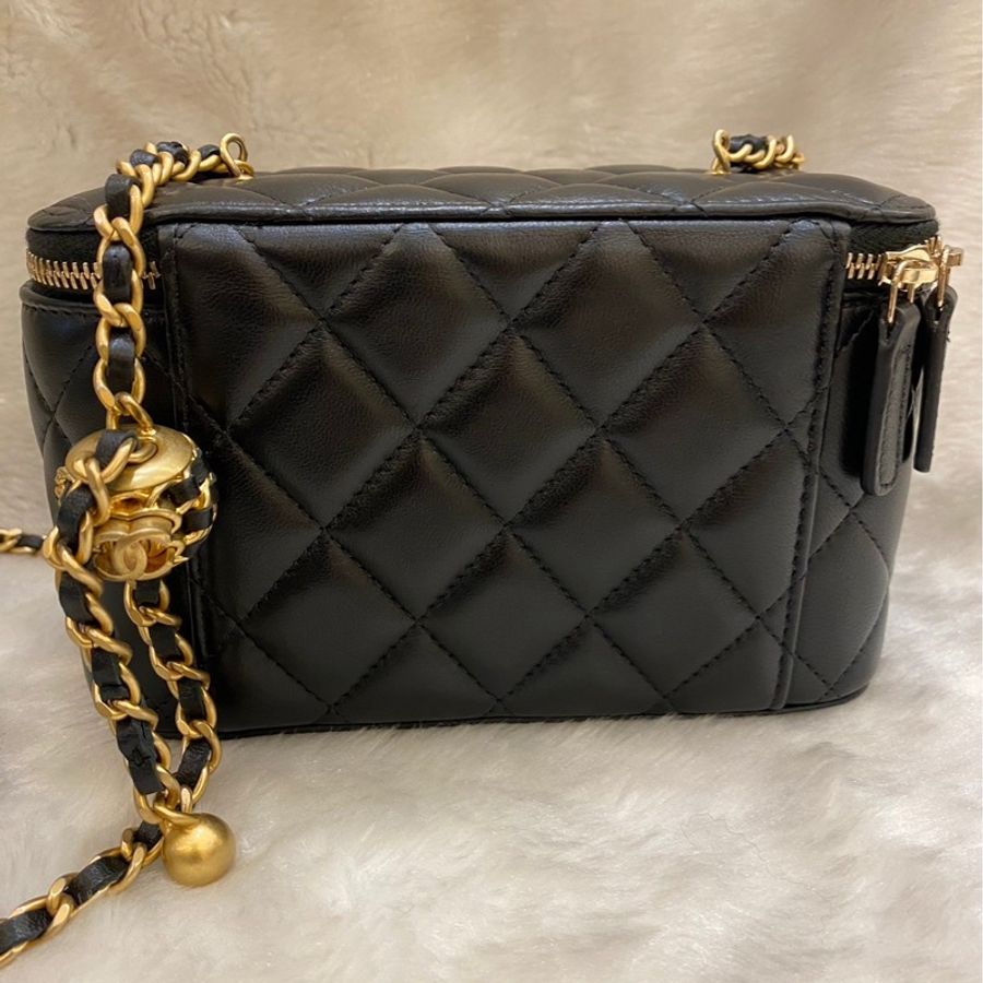 全新|Chanel 核桃金球 長盒子 化妝箱包 皮穿鏈-2