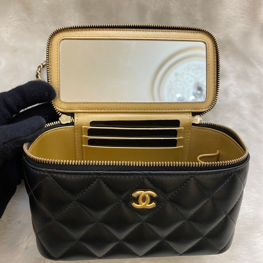 全新|Chanel 核桃金球 長盒子 化妝箱包 皮穿鏈-3