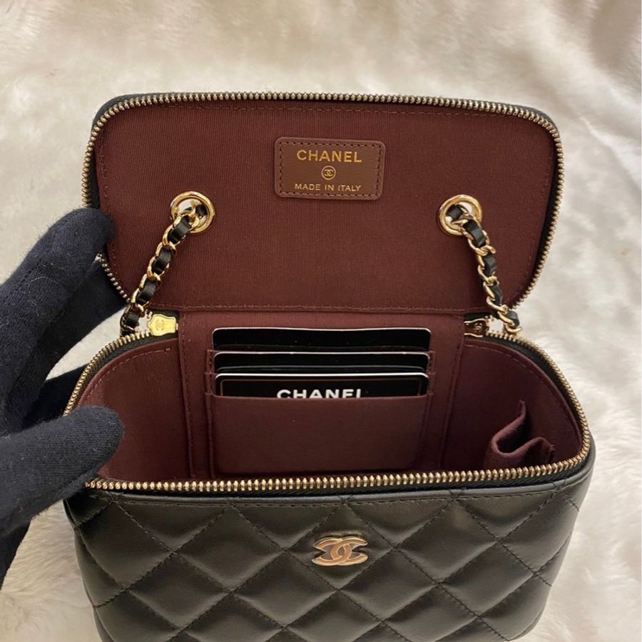 全新｜Chanel 皮穿鏈長盒子 化妝包-4