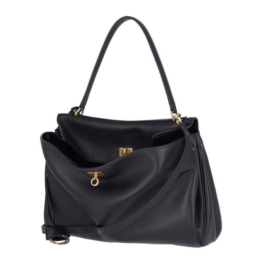 【Balenciaga 巴黎世家】Rodeo Medium 中款 小牛皮 手提包 斜背包 肩背包 金扣 黑色-1
