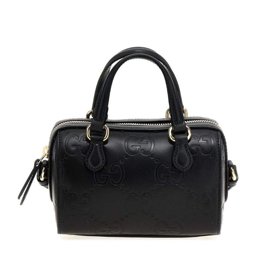 【GUCCI 古馳】GG Super Mini 迷你 波士頓 手提包 斜背包 黑色 790130-0
