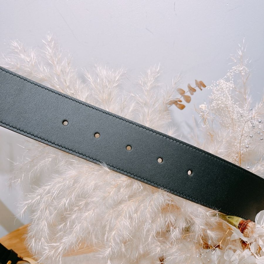 TW3862 古馳 經典GG扣皮帶 黑色金扣 70碼 4cm-3