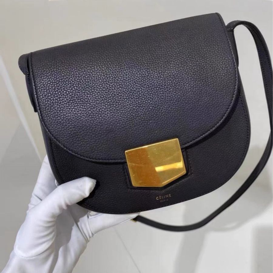 Celine trotteur黑金小號馬鞍包-0