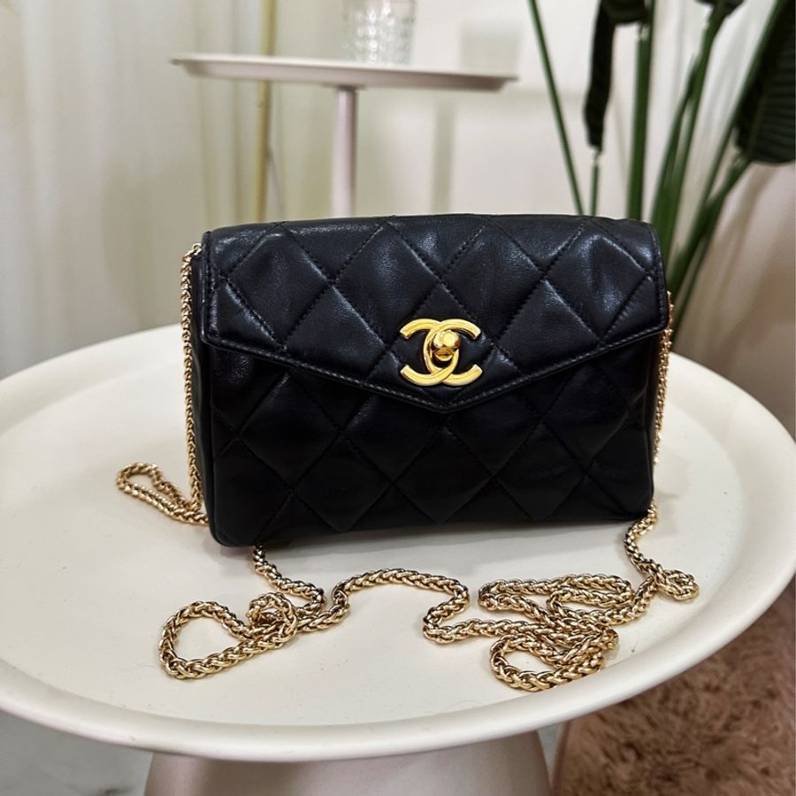 💙Chanel 香奈兒 腰包 包包 黑 (可肩背 側背)-7