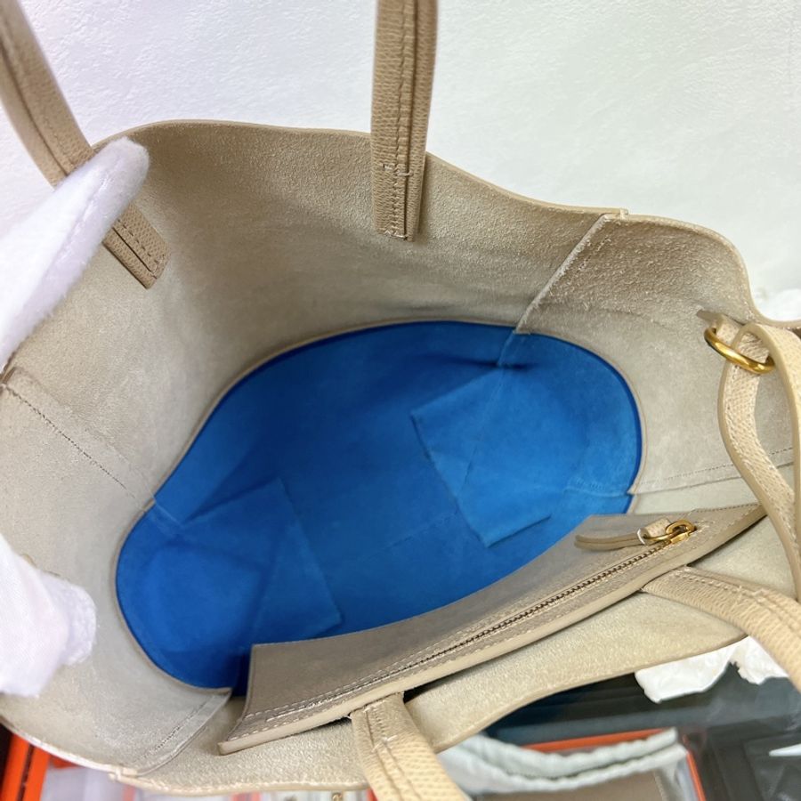 Celine tote 米藍色拼色 直立托特肩背包-11