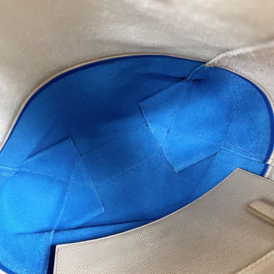 Celine tote 米藍色拼色 直立托特肩背包-12