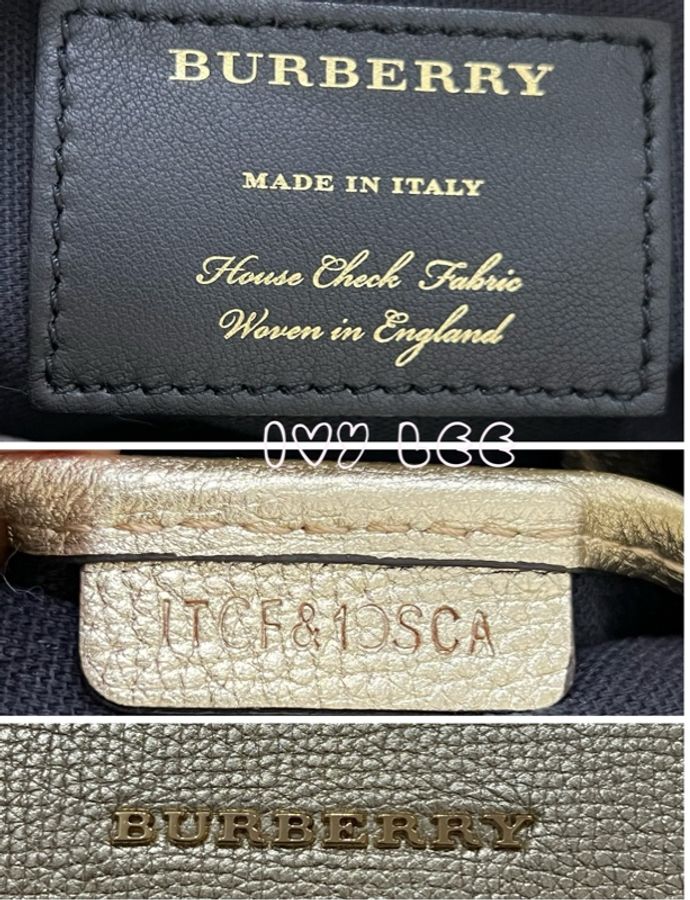 BURBERRY 金屬色粒面小牛皮 House Check 托特包 金色 斜背包 肩背包 二手精品-20