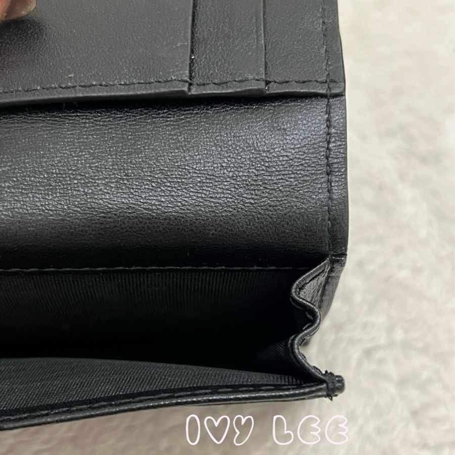 DIOR LADY DIOR 對開翻蓋卡片套 名片夾啞光黑 二手精品-6