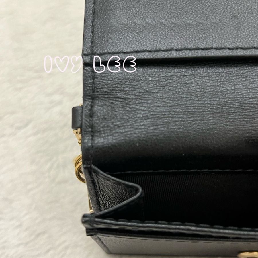 DIOR LADY DIOR 對開翻蓋卡片套 名片夾啞光黑 二手精品-7