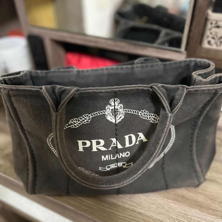 Prada高磅數帆布包 側背 肩背 手提三用-5