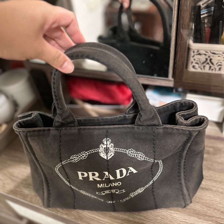 Prada高磅數帆布包 側背 肩背 手提三用-6
