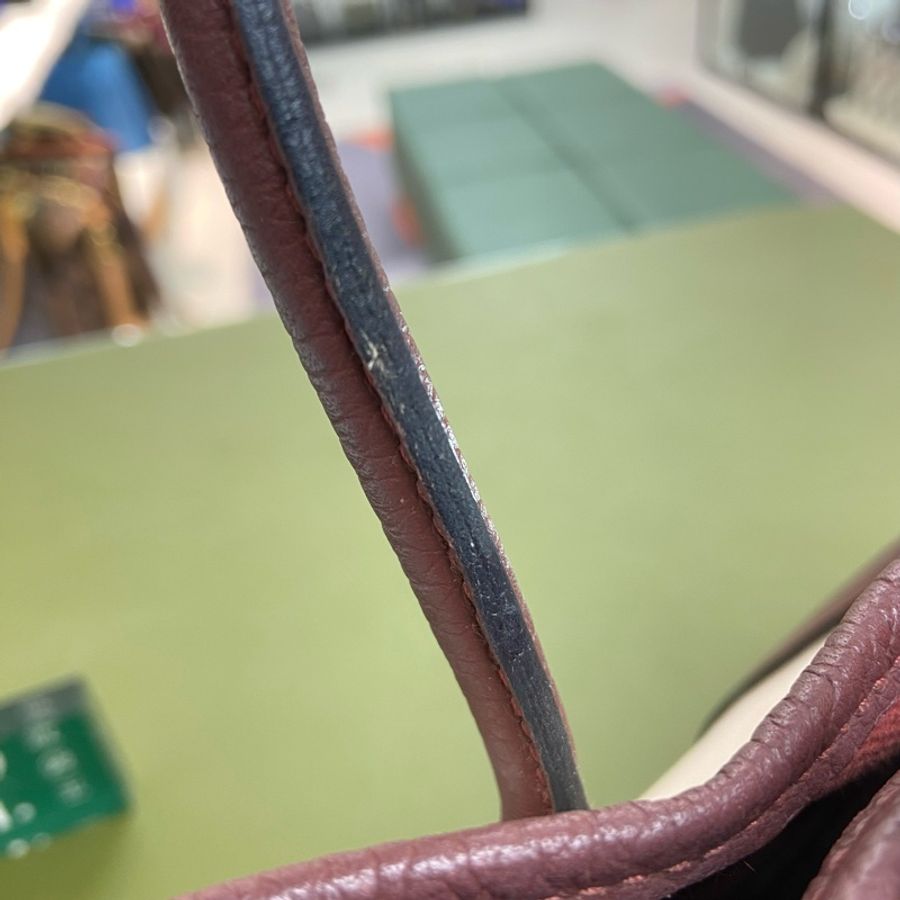 HERMES GARDEN PARTY 30 帆布酒紅拼色 Y Stamp手提包-9