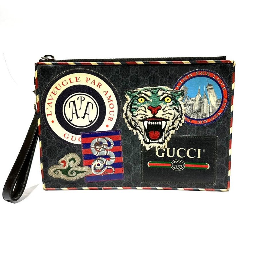 【美收精品】Gucci Night Courrier系列高级人造老虎帆布手拿包 1-142-0