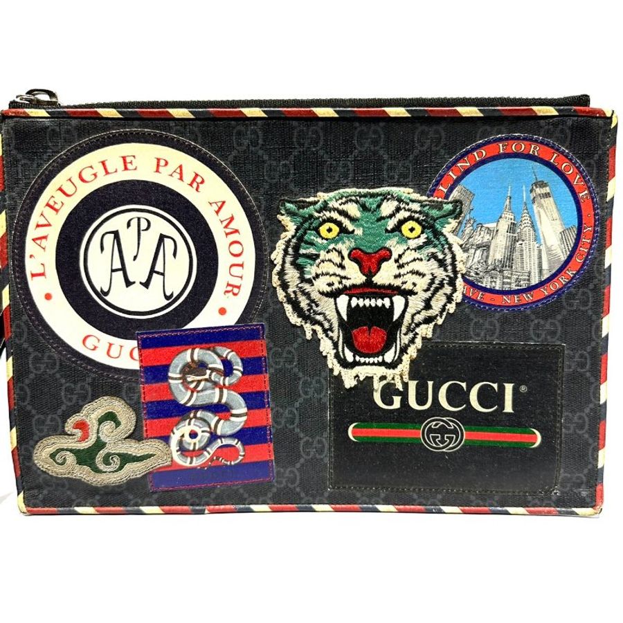 【美收精品】Gucci Night Courrier系列高级人造老虎帆布手拿包 1-142-2