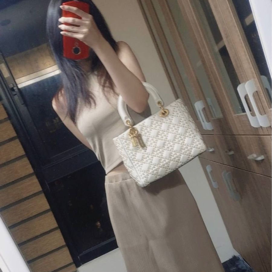 Dior 五格白金黛妃包 鉚釘寬肩帶-1