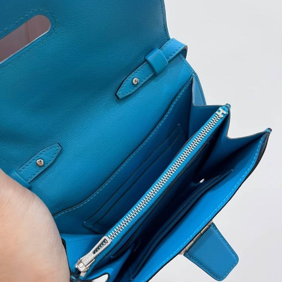 HERMÈS 愛馬仕 手袋 土耳其藍 CONVOYEUR MINI BAG 斜背包 手拿包 手挽包 肩背包 側背包-8