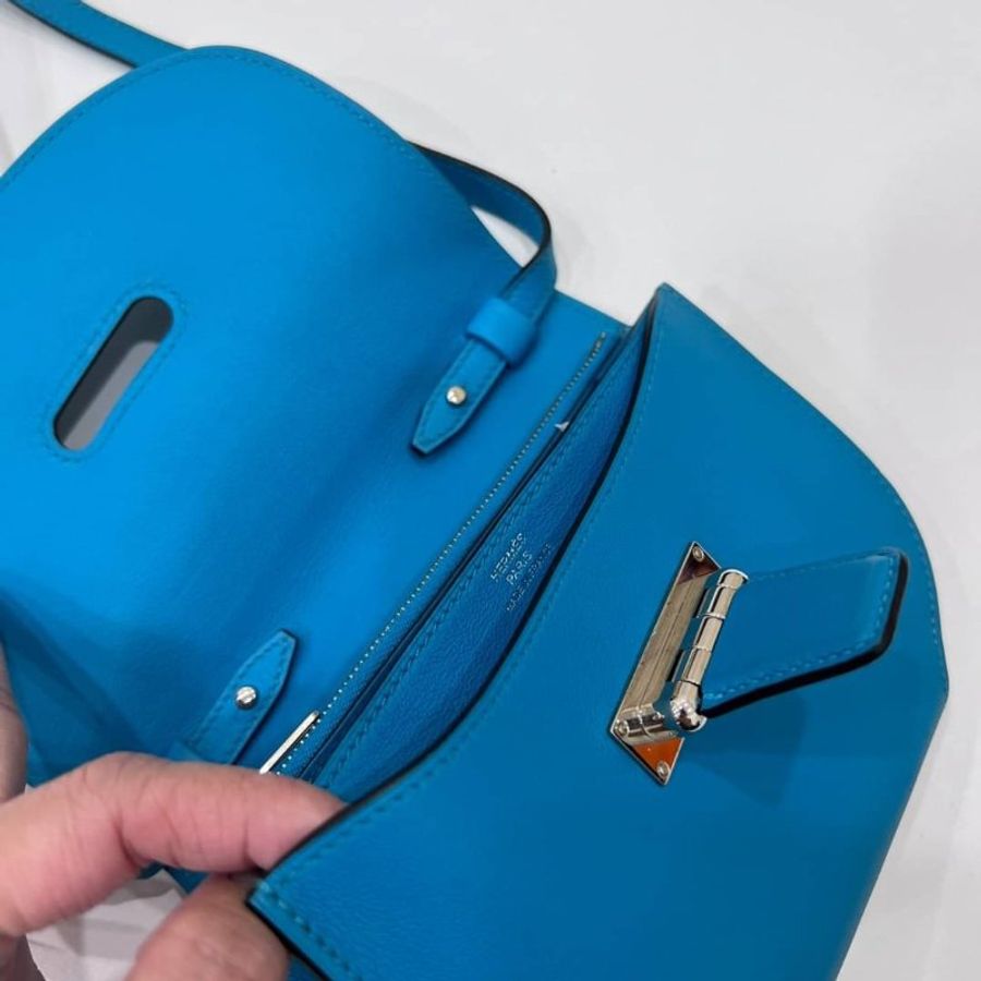 HERMÈS 愛馬仕 手袋 土耳其藍 CONVOYEUR MINI BAG 斜背包 手拿包 手挽包 肩背包 側背包-9