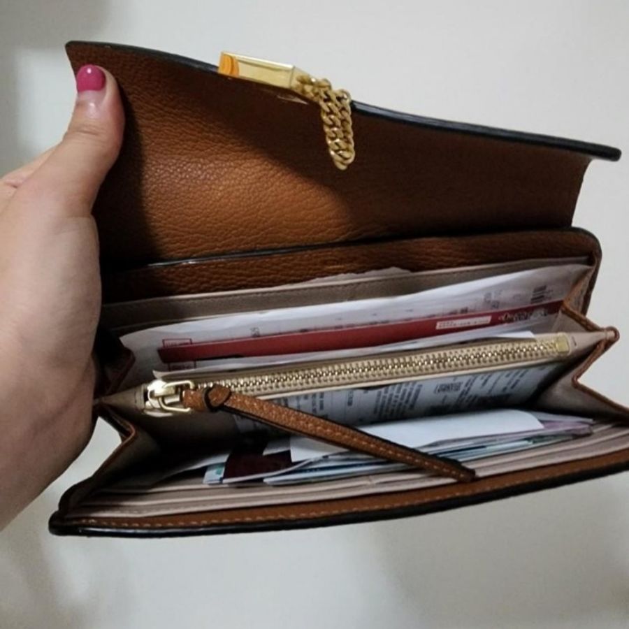 Chloe drew leather wallet 豬鼻經典長夾 焦糖咖-17