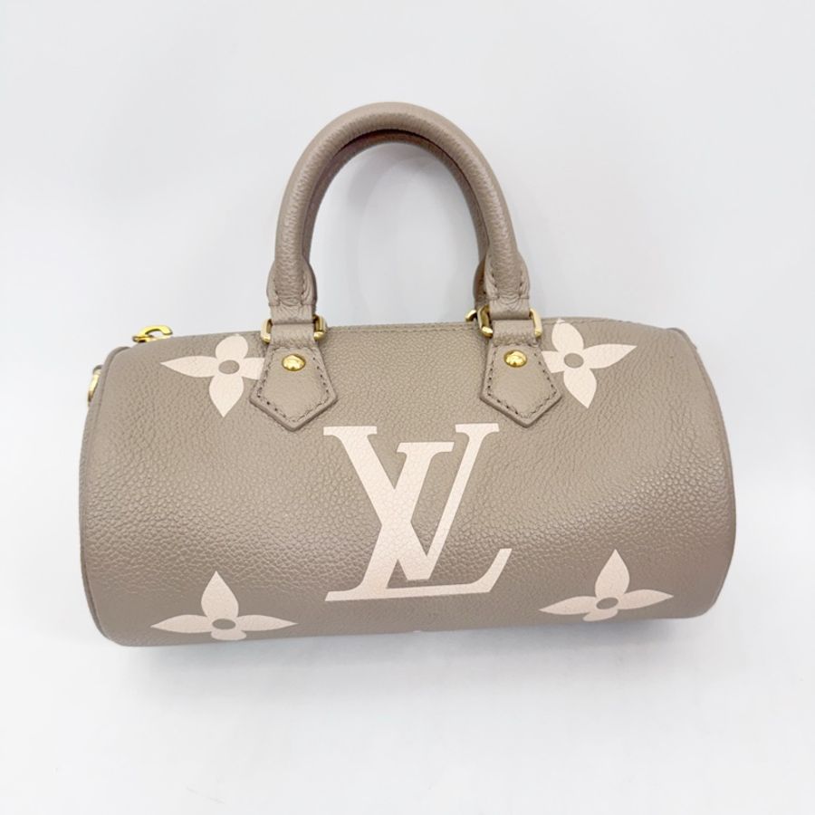 LV Papillon BB 斑鳩灰拼米白手提斜背圓筒包 M46031 晶片款-2