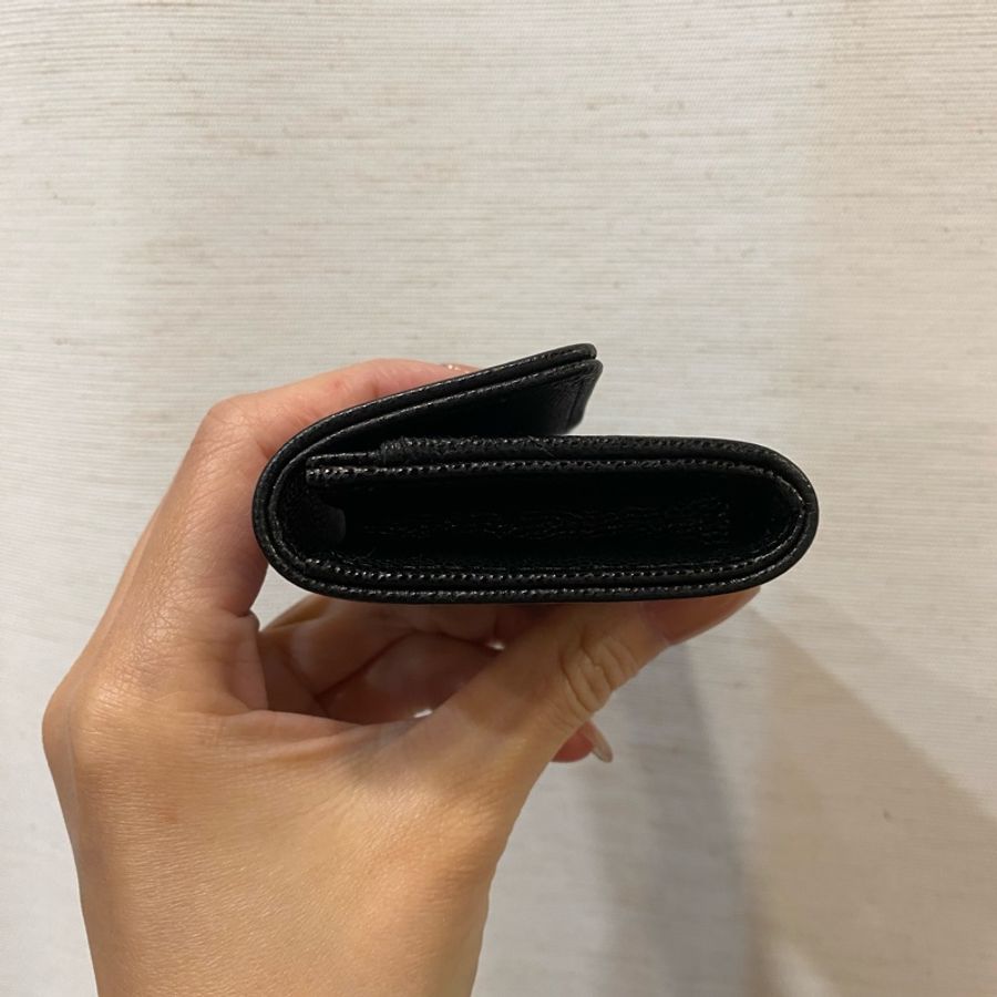 Chanel 黑荔枝牛皮Boy金釦零錢卡包-2