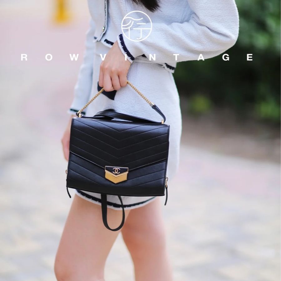 CHANEL 香奈兒 漢堡系列 油蠟牛皮 珐琅 雕刻鏈 黑 信封包 斜背包 肩背包 側背包 手提包-9