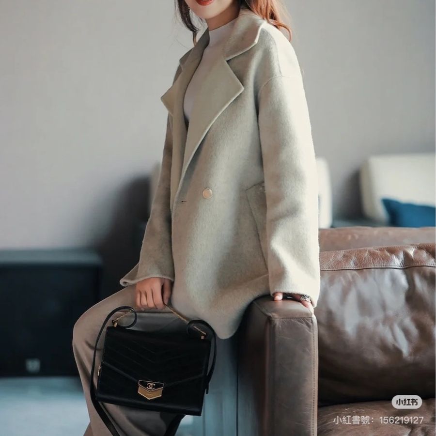 CHANEL 香奈兒 漢堡系列 油蠟牛皮 珐琅 雕刻鏈 黑 信封包 斜背包 肩背包 側背包 手提包-36