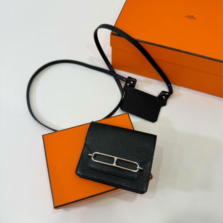 Hermes 愛馬仕 roulis slim 黑銀 豬鼻子 腰包 短夾 卡夾 卡包 錢包 手提包 斜背包 肩背包-4