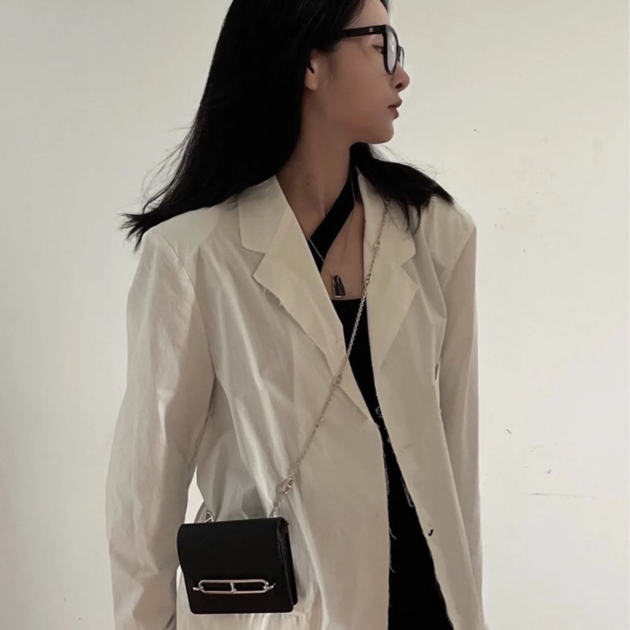 Hermes 愛馬仕 roulis slim 黑銀 豬鼻子 腰包 短夾 卡夾 卡包 錢包 手提包 斜背包 肩背包-8