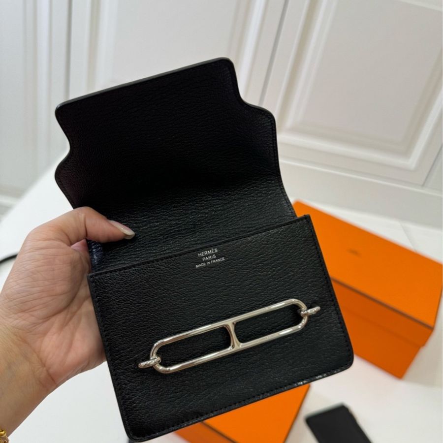 Hermes 愛馬仕 roulis slim 黑銀 豬鼻子 腰包 短夾 卡夾 卡包 錢包 手提包 斜背包 肩背包-13