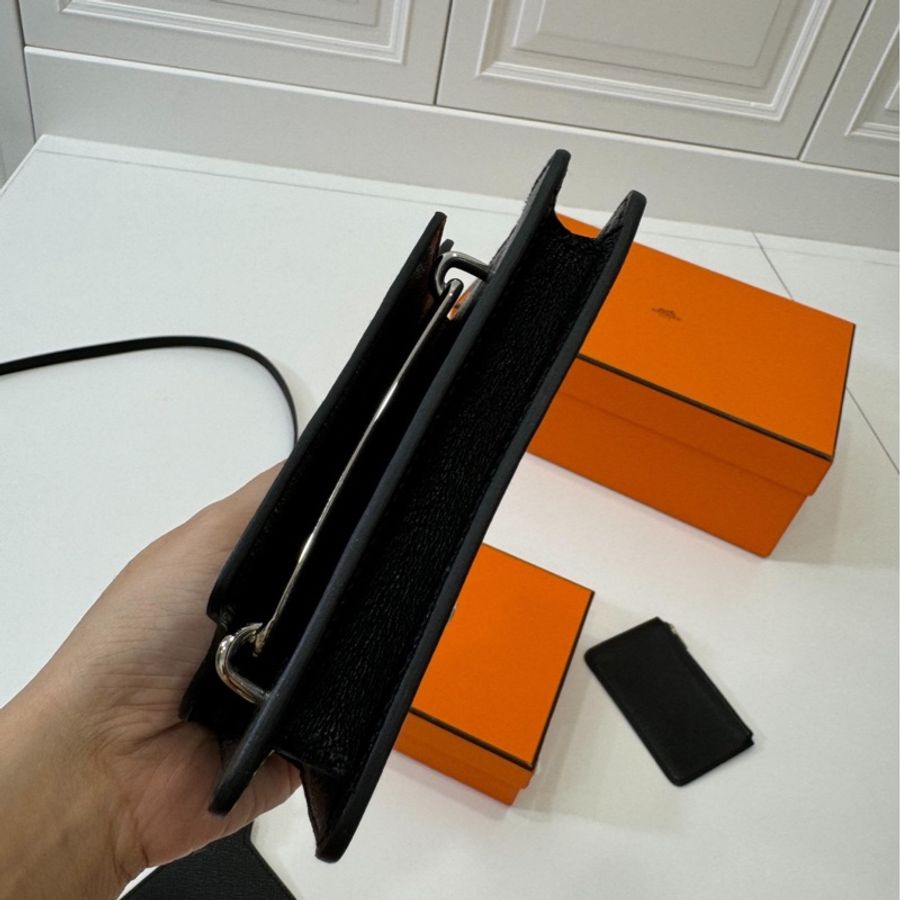 Hermes 愛馬仕 roulis slim 黑銀 豬鼻子 腰包 短夾 卡夾 卡包 錢包 手提包 斜背包 肩背包-14