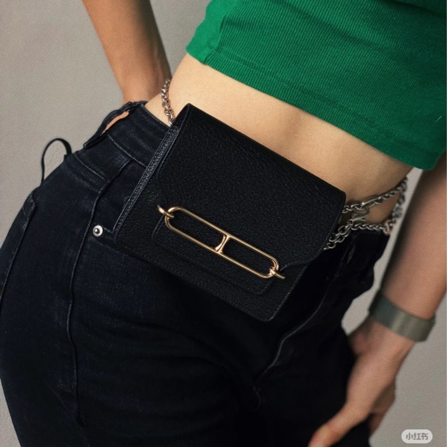 Hermes 愛馬仕 roulis slim 黑銀 豬鼻子 腰包 短夾 卡夾 卡包 錢包 手提包 斜背包 肩背包-18