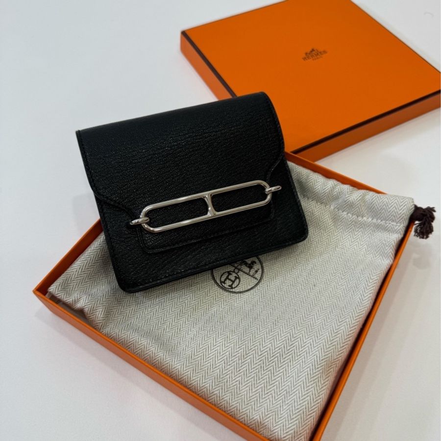 Hermes 愛馬仕 roulis slim 黑銀 豬鼻子 腰包 短夾 卡夾 卡包 錢包 手提包 斜背包 肩背包-23