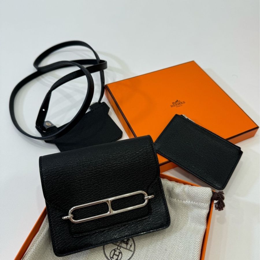 Hermes 愛馬仕 roulis slim 黑銀 豬鼻子 腰包 短夾 卡夾 卡包 錢包 手提包 斜背包 肩背包-24