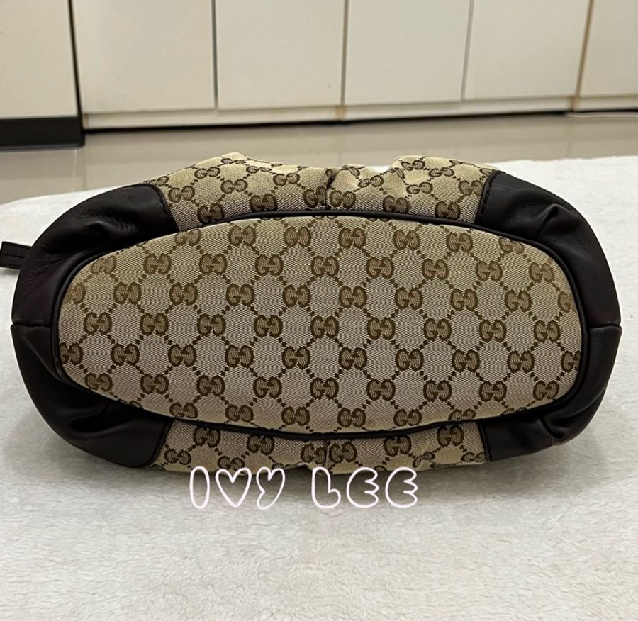 Gucci Sukey 247902 女式真皮 GG帆布手提包 黑色邊單肩包 二手精品-2